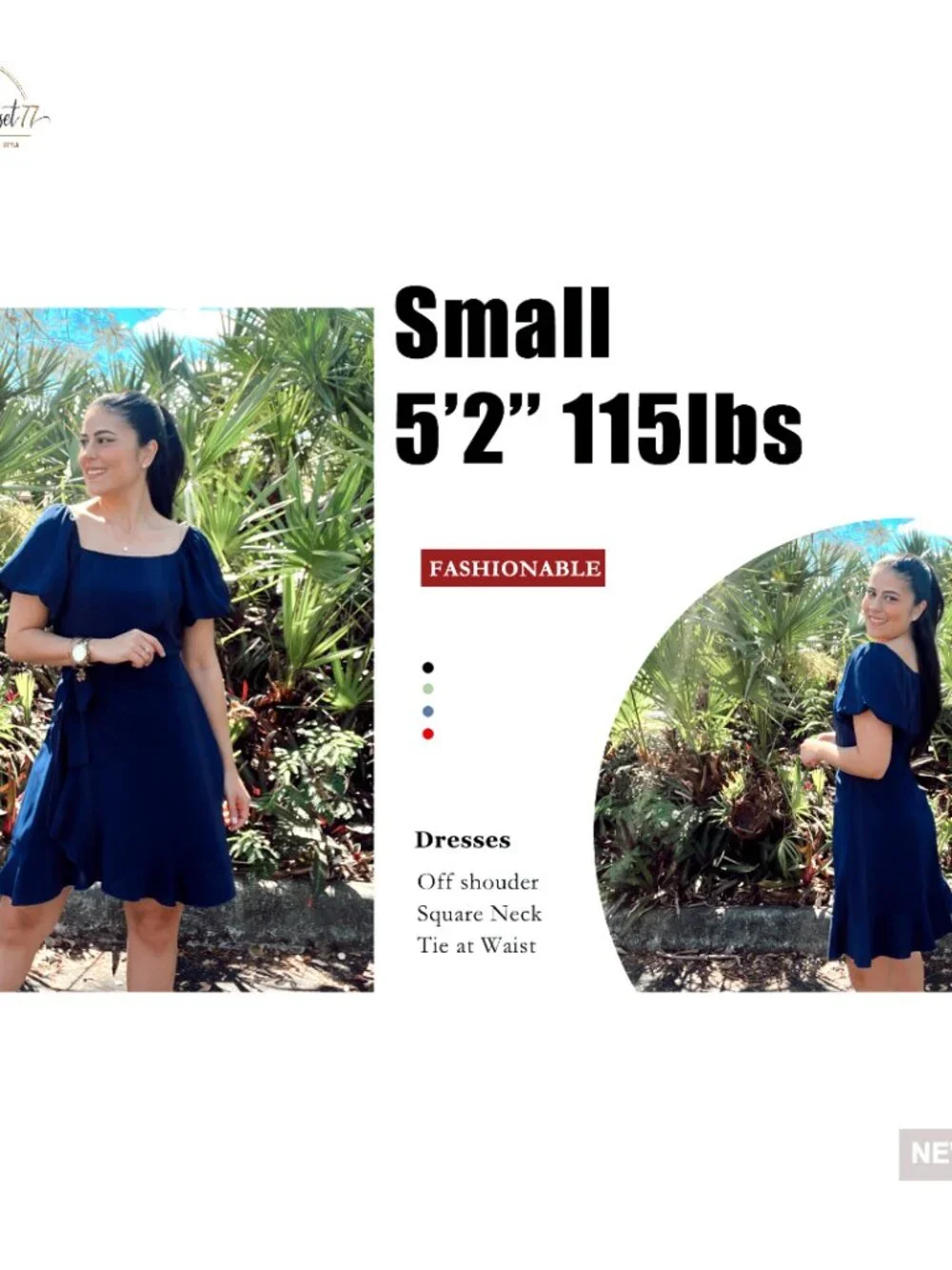 Puff Sleeve Square Neck Tie Waist Mini Dress Lightweight Chiffon - Picture 6 of 7